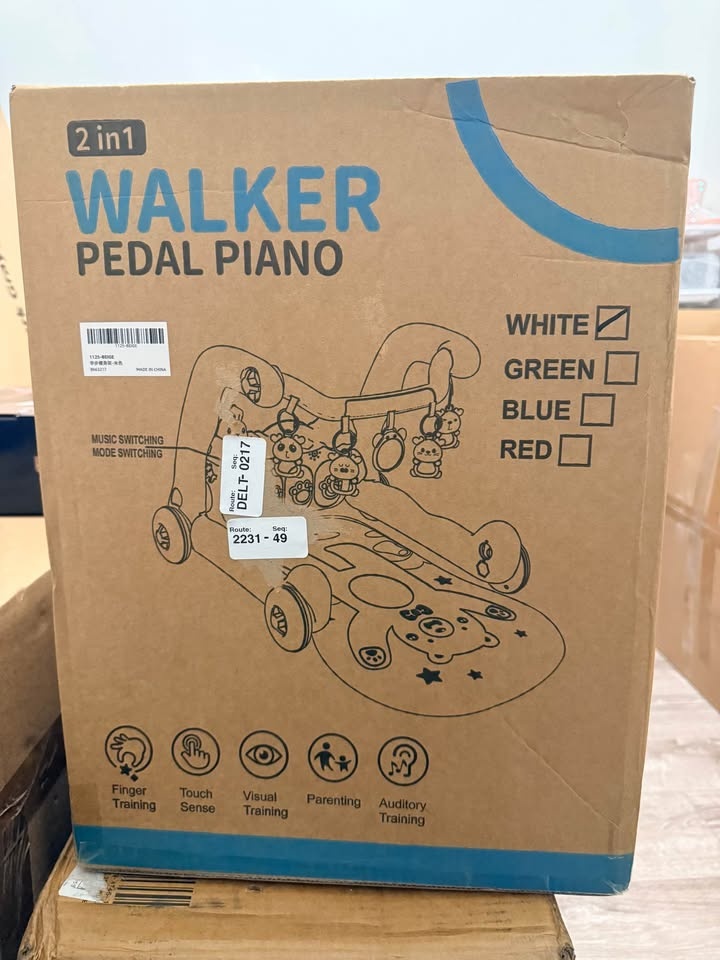 BNIB White 3-in-1 Baby Activity Play Mat Walker Piano Gym - photo 5