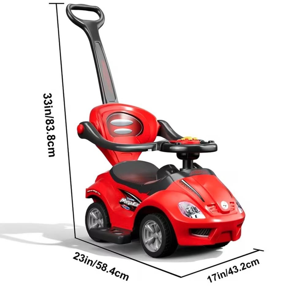 CHROMEWHEELS 3-in-1 Push Ride On Car Toy for Toddlers