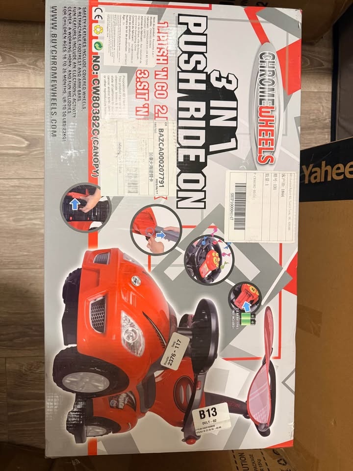 CHROMEWHEELS 3-in-1 Push Ride On Car Toy for Toddlers - photo 2