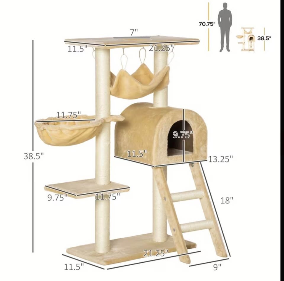 BNIB PawHut Cat Tree Condo 38.5" Tall Multi-Level - photo 3