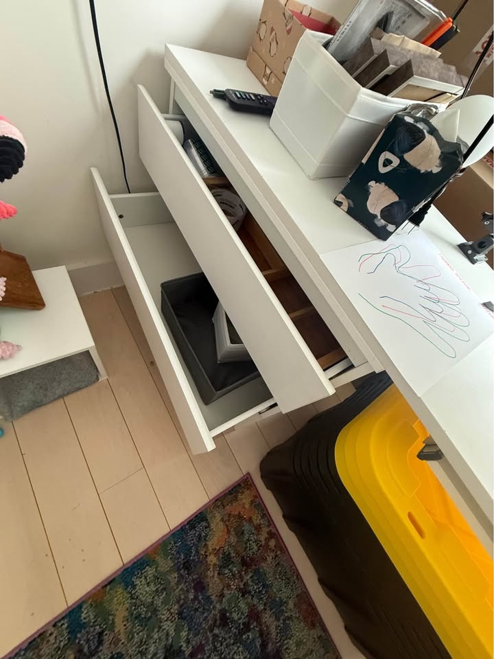 White Desk Setup w IKEA Drawers - photo 2