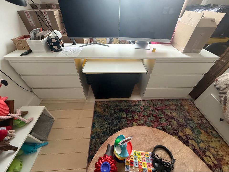 White Desk Setup w IKEA Drawers - photo 5