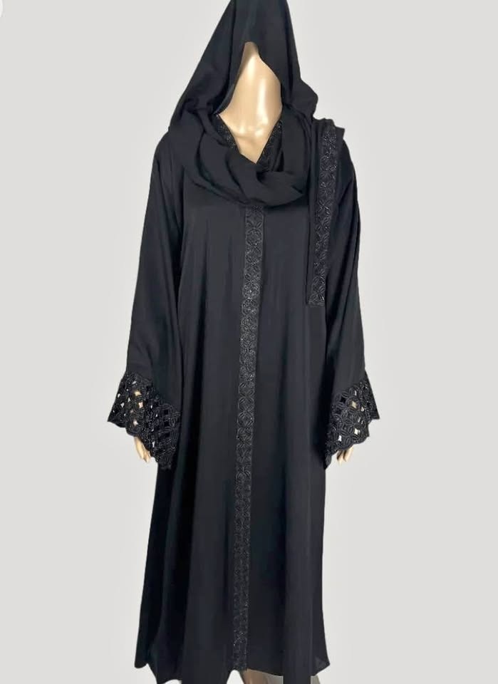 Sleek Elegance Laser-Cut Abaya
