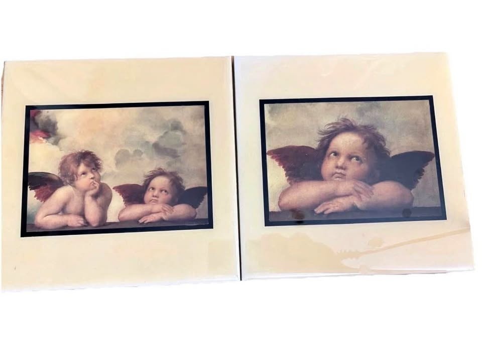 2 tiles 8” square wall hangings Cherubs by GRANDER IMAGE