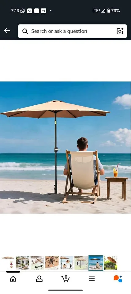 Patio Umbrella with 8 Sturdy Ribs, Outdoor Table Umbrella thumbnail