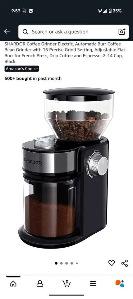Coffee Grinder Electric, Automatic Burr Coffee Bean thumbnail