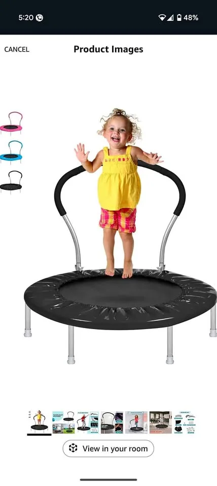 Kids Trampoline for Toddlers with Handle thumbnail