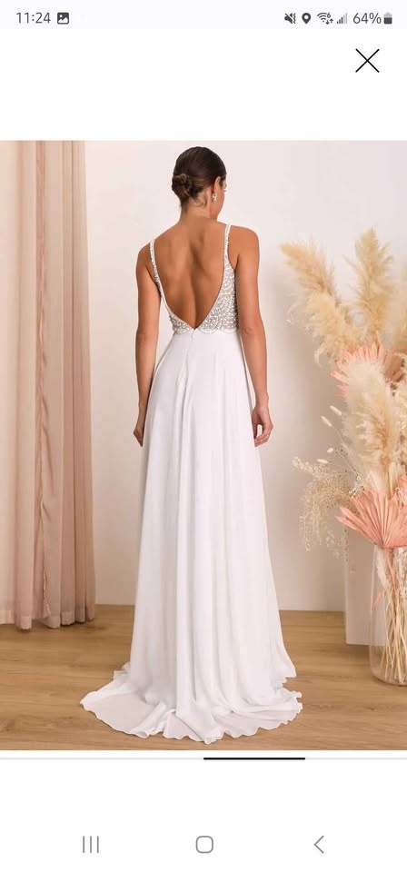 Lulu’s White Beaded Wedding Dress – Size 0 (Backless Maxi Gown) - photo 2