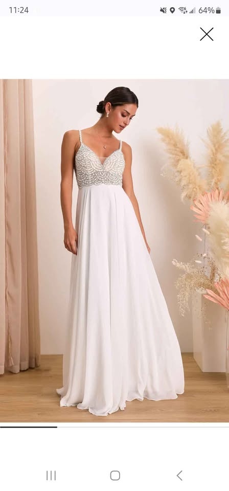 Lulu’s White Beaded Wedding Dress – Size 0 (Backless Maxi Gown) - photo 4