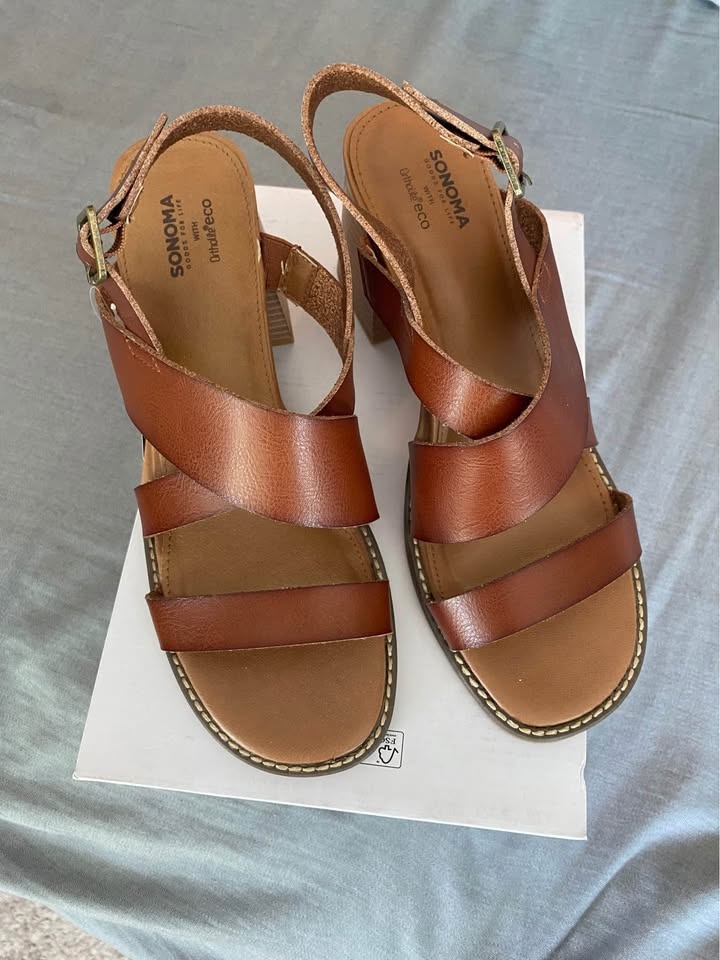 NIB Women’s Size 8.5 Brown Leather Strappy Sandals $25 - photo 3