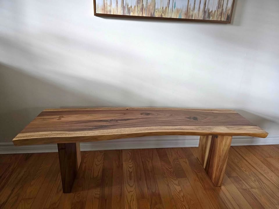 Rustic Live Edge Suar Wood Bench from Artemano