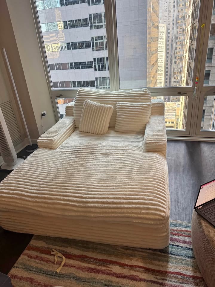 Cream Oversized Chaise Lounge 54” x 71”