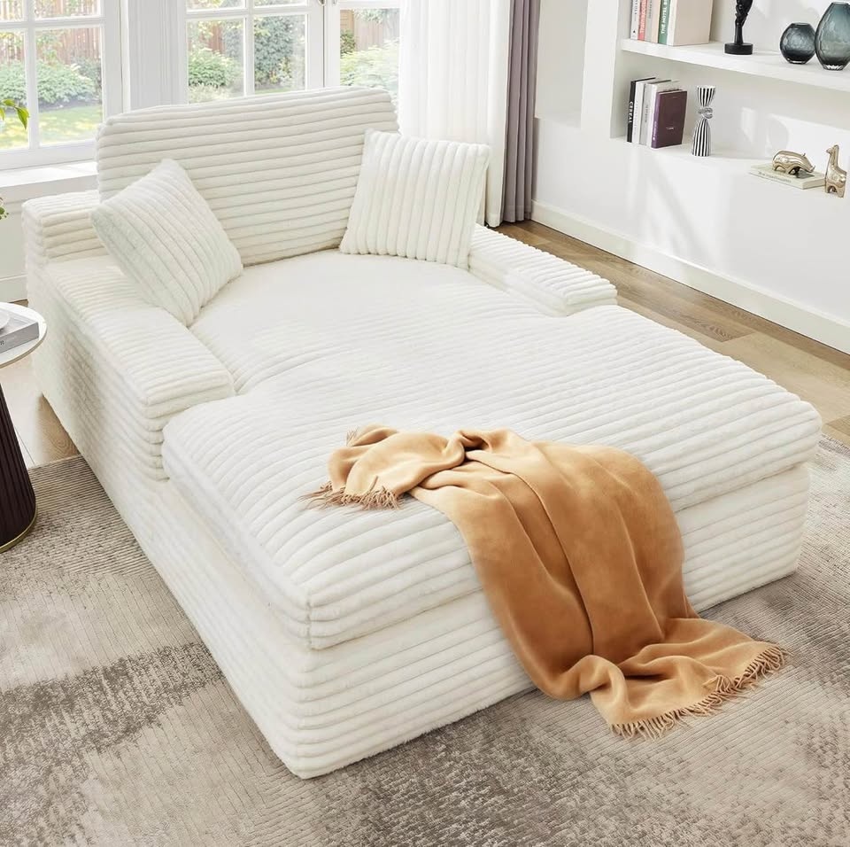 Cream Oversized Chaise Lounge 54” x 71” - photo 2