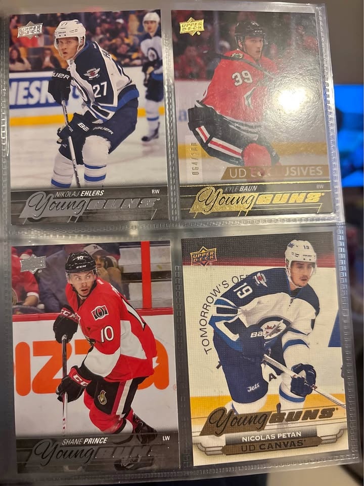 Young Guns Hockey Card Lot – Ehlers, UD Exclusives /100, Teravai