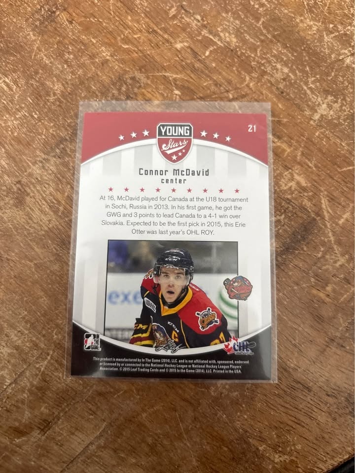Connor McDavid Young Stars Rookie Card - photo 2