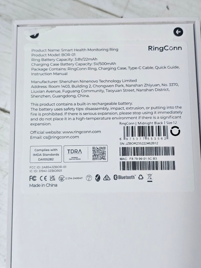 RingConn Gen 1 Air Smart Ring - Size 12 Black - photo 3