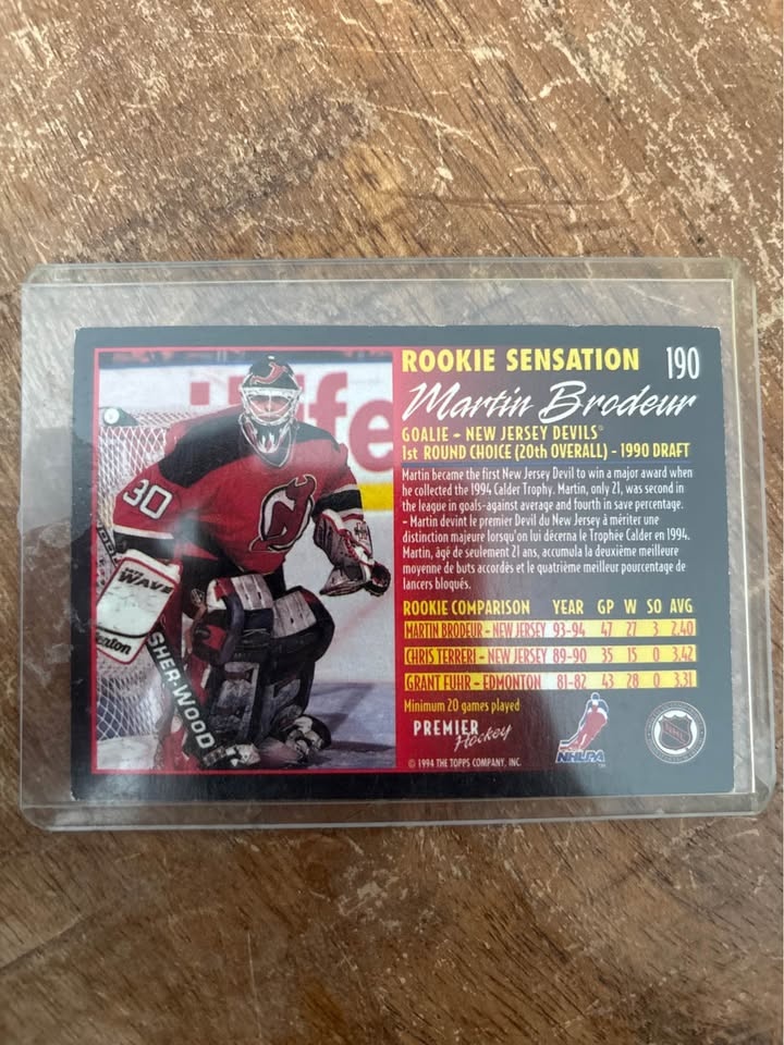 Martin Brodeur Rookie Sensations Card – 1994 Premier Hockey - photo 2