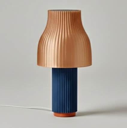 Elegant Ribbed Blue Accent Table Lamp - photo 2