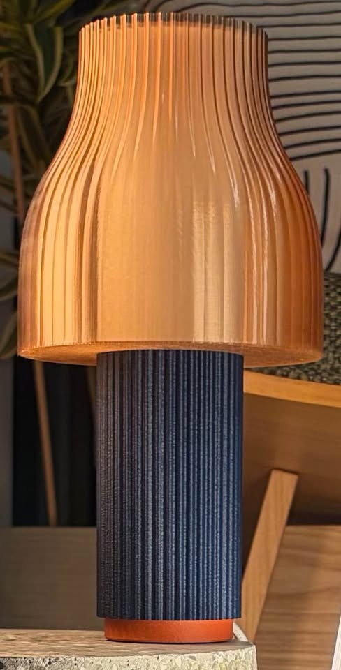 Elegant Ribbed Blue Accent Table Lamp - photo 3