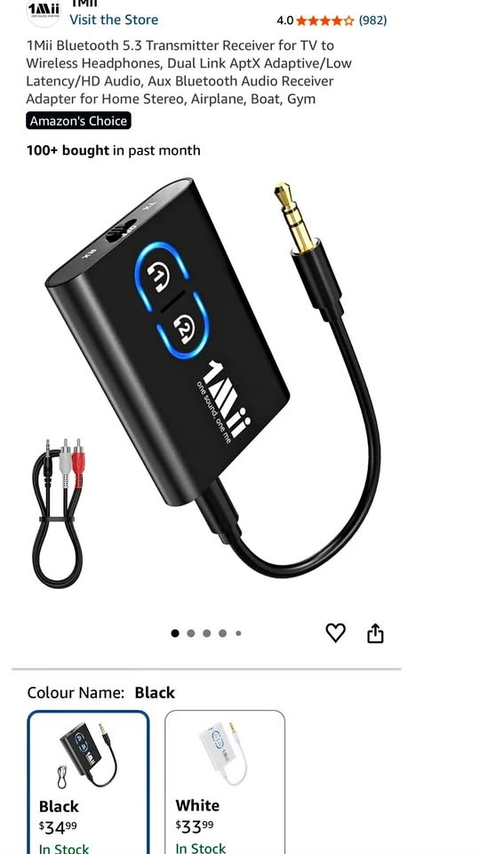1Mii Bluetooth 5.3 Transmitter Receiver for TV
