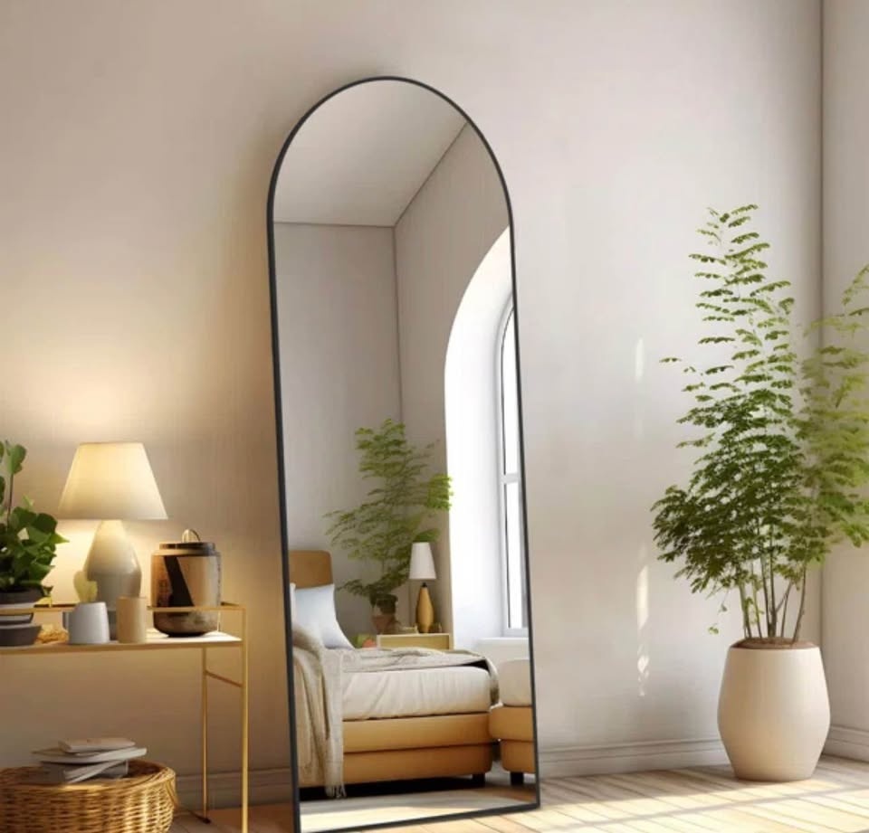 Arched Full Length Mirror – Black Frame – Modern - photo 2