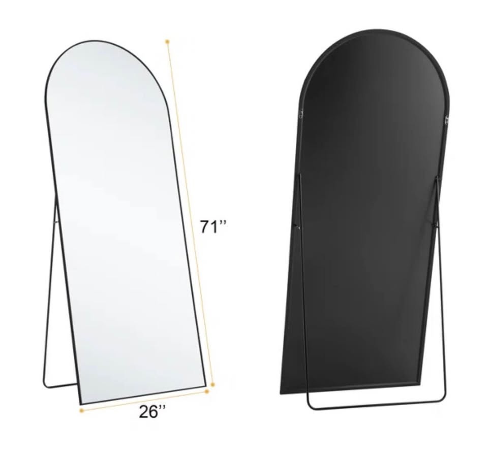 Arched Full Length Mirror – Black Frame – Modern - photo 3