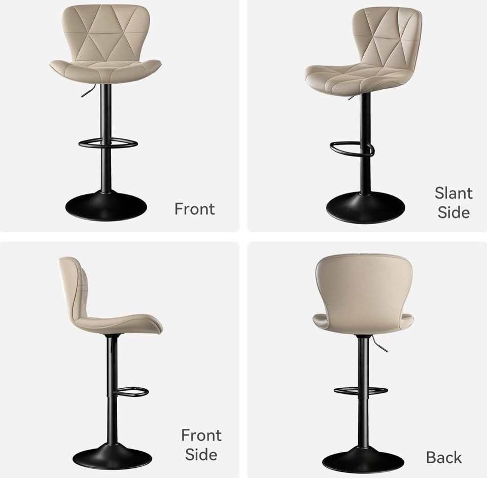Modern Adjustable Bar Stools – Set of 2 – Khaki - photo 4