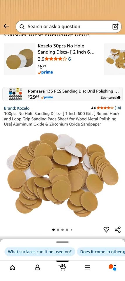 100pcs 1 Inch 400 Grit Sanding Discs - No Hole Hook & Loop