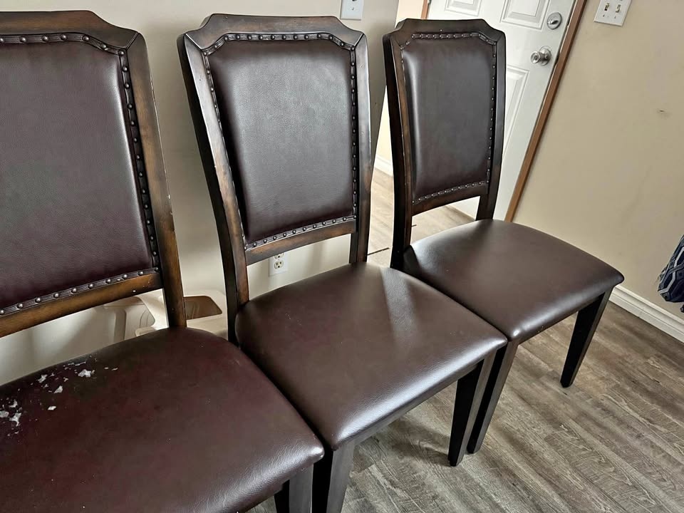 Set of Dark Brown Dining Chairs – Leather Look