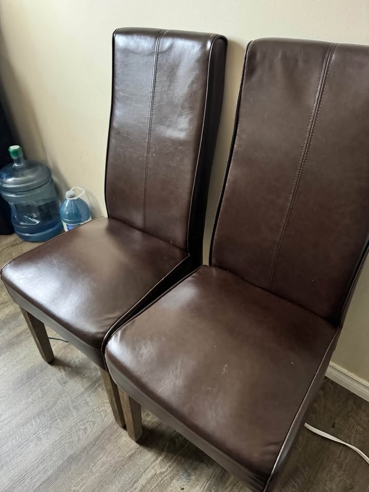 Set of Dark Brown Dining Chairs – Leather Look - photo 3