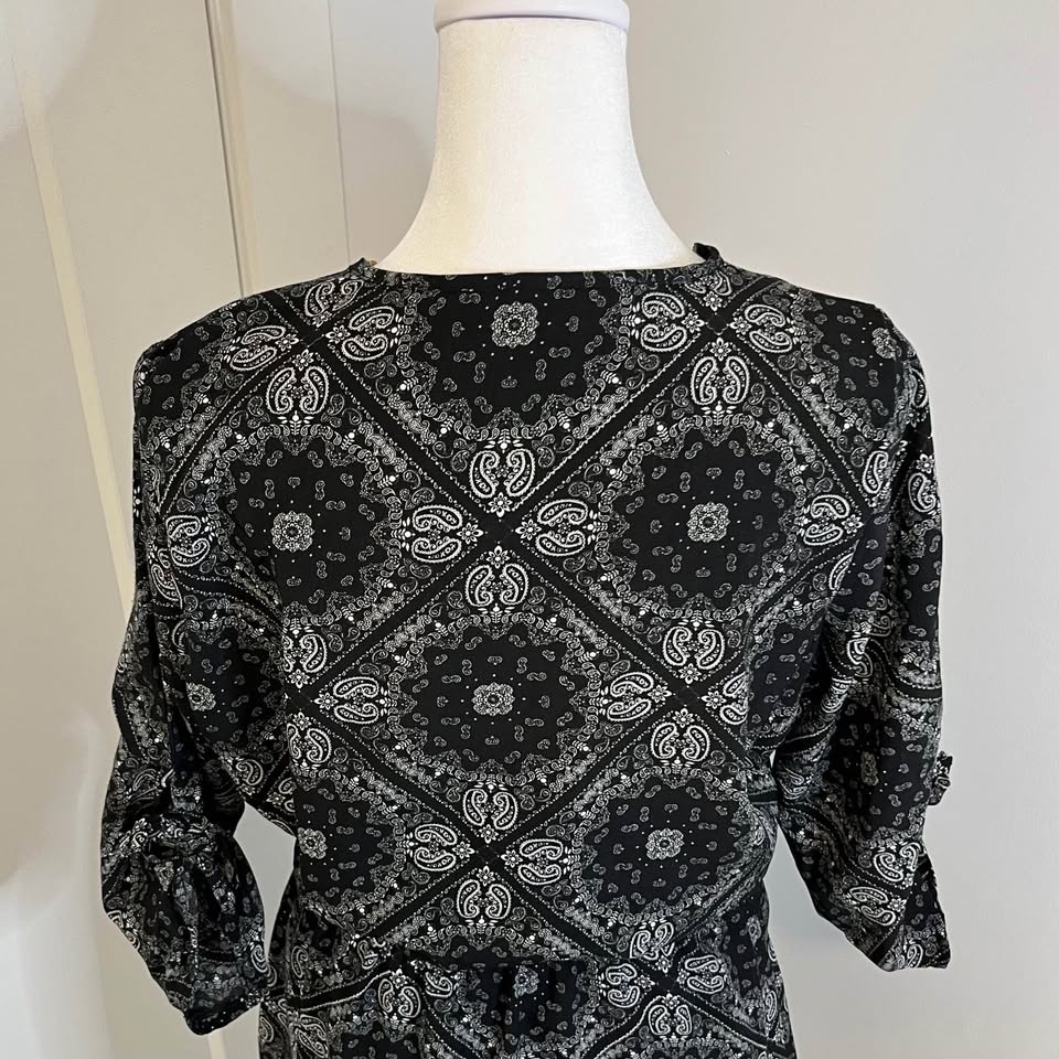 Stella Tweed Black & Grey Paisley Dress - Size S - photo 4