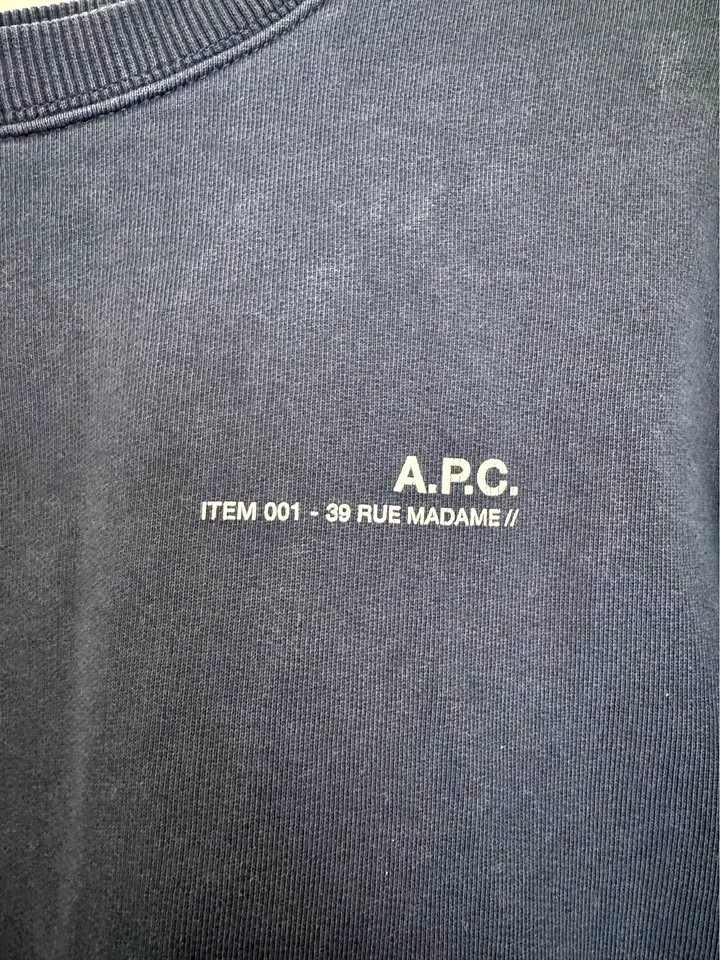 A.P.C. Navy Cotton Crew Neck Sweater - Size Medium - photo 2