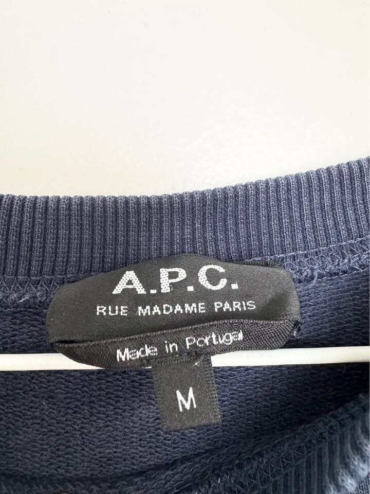 A.P.C. Navy Cotton Crew Neck Sweater - Size Medium - photo 4