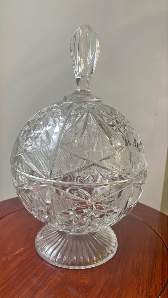 Beautiful Bohemian Lead Crystal Candy Dish with Lid