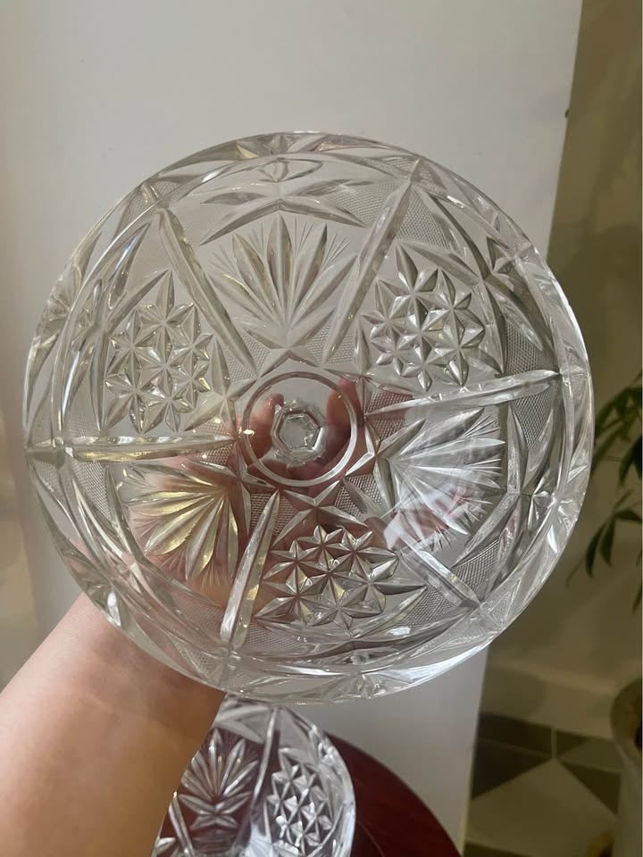 Beautiful Bohemian Lead Crystal Candy Dish with Lid - photo 4