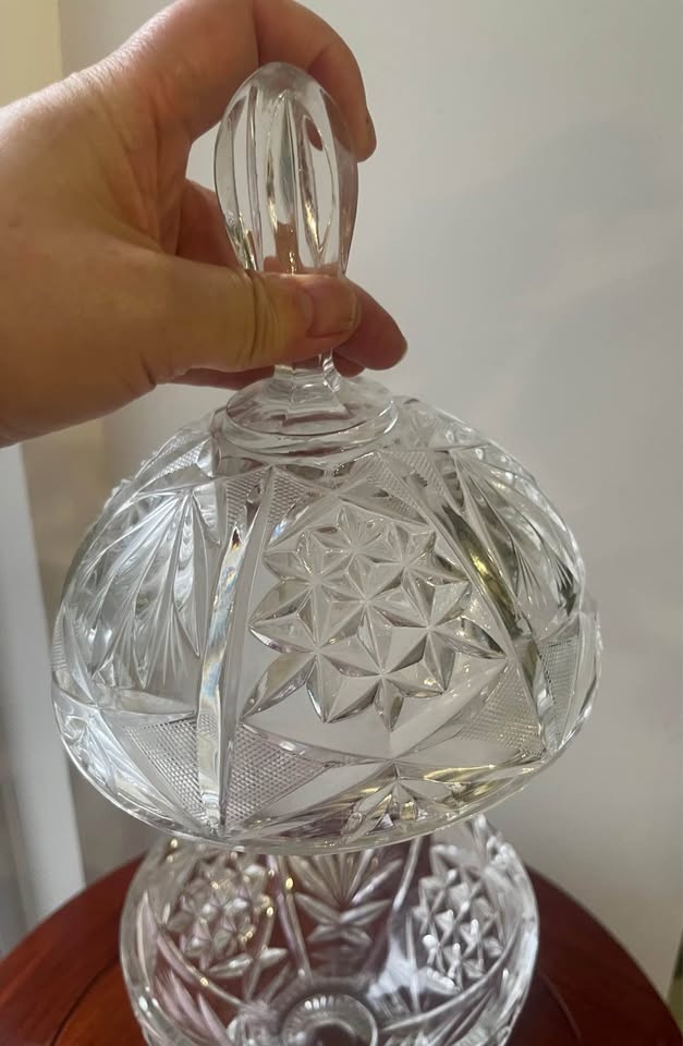 Beautiful Bohemian Lead Crystal Candy Dish with Lid - photo 5