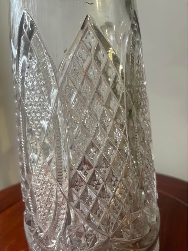 Vintage Cut Glass Pitcher silver plated Metal Top - photo 4