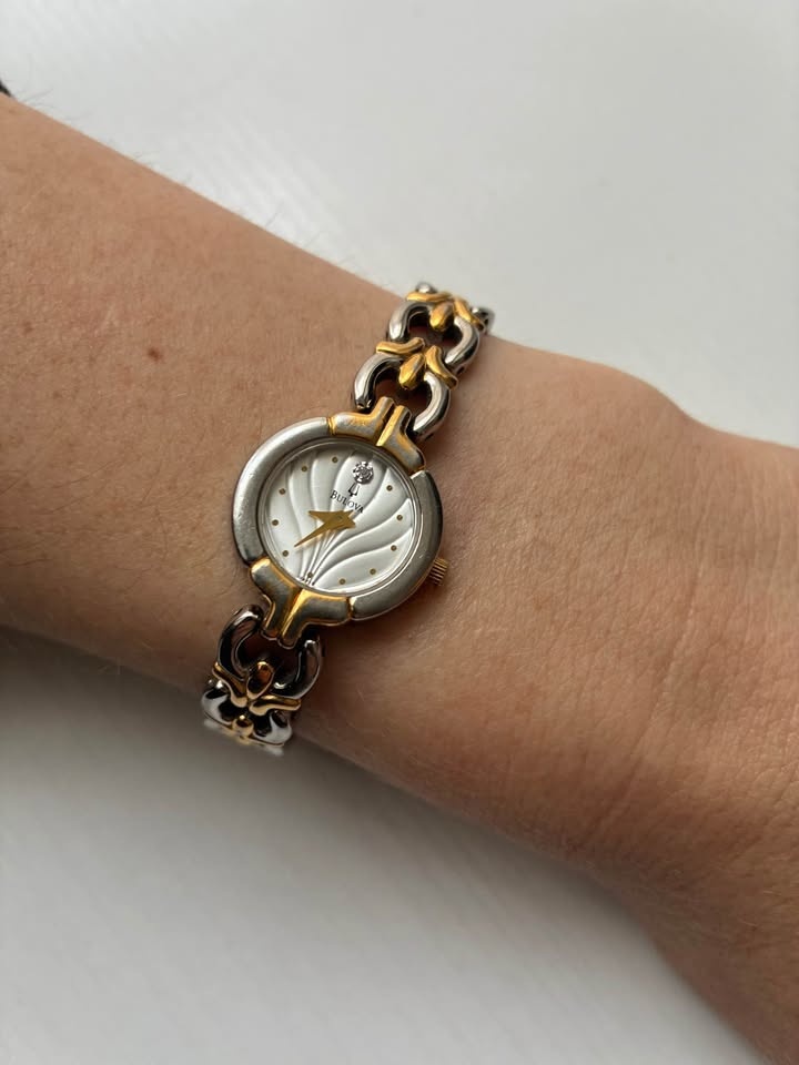 Vintage Bulova Diamond Two Tone Quartz Watch