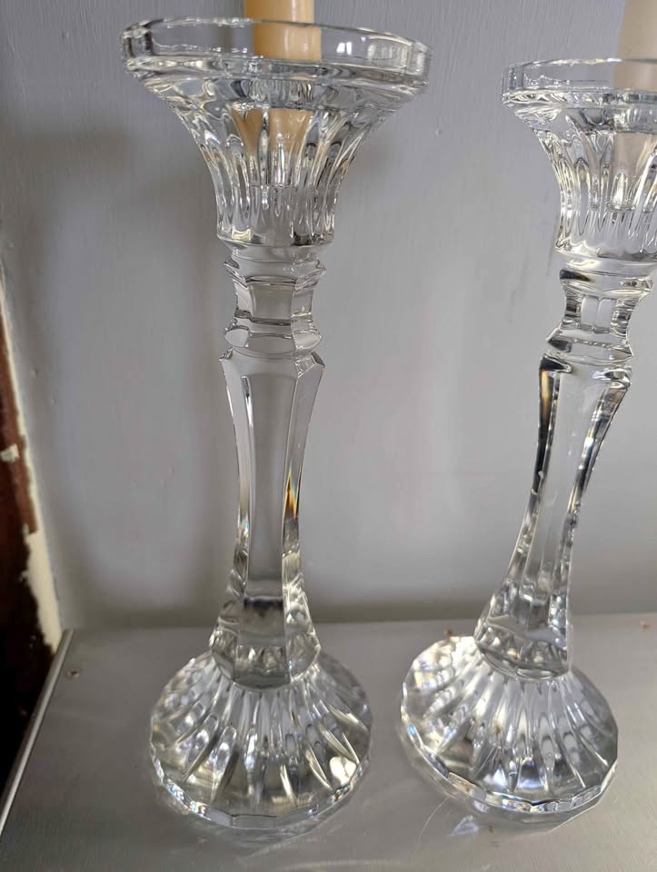 MIKASA ROCHESTER LEAD CRYSTAL 12" TALL CANDLESTICKS CANDLE HOLDE