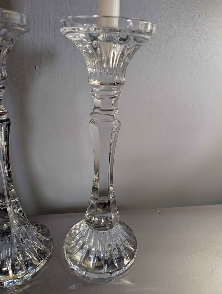 MIKASA ROCHESTER LEAD CRYSTAL 12" TALL CANDLESTICKS CANDLE HOLDE - photo 2