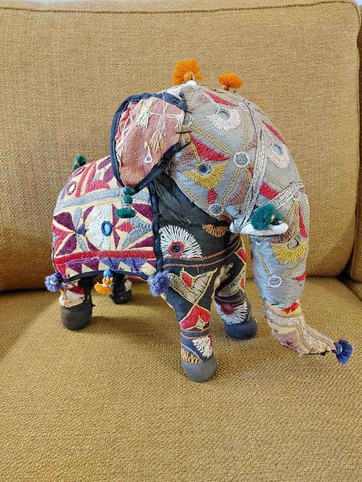 Vintage Embroidered Elephant Decor