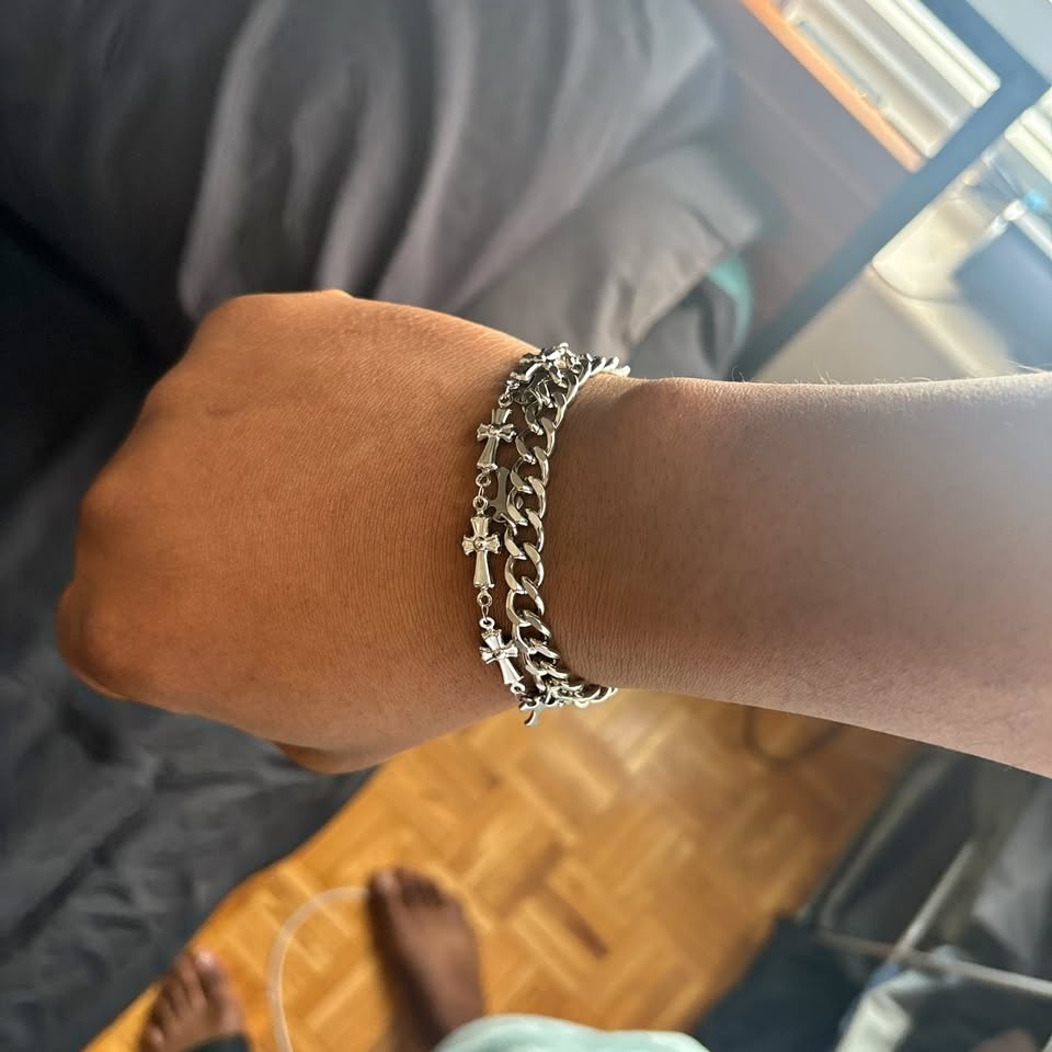 Unisex Stainless Steel Cross Cuban Link Bracelet