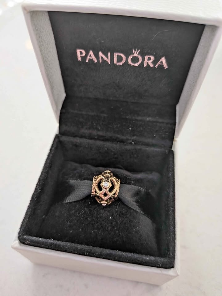 Pandora 14k Gold Openwork Hearts Diamond Bead