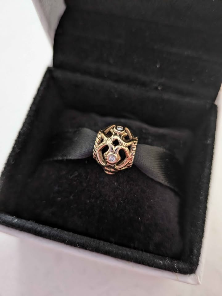 Pandora 14k Gold Openwork Hearts Diamond Bead - photo 4