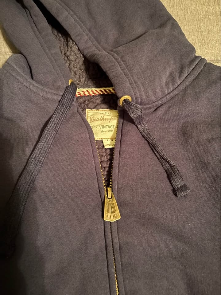 Mens Weatherproof Navy Hooded Full Zip Fleece Size L - photo 3