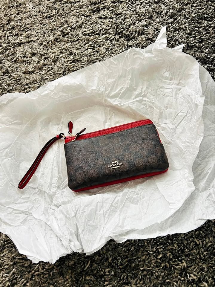 Coach Signature PVC Double Zip Wallet
