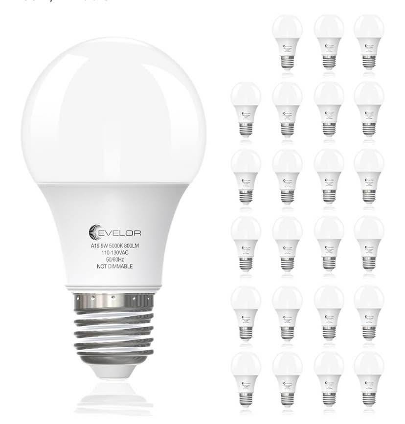 24-Packs A19 LED Light Bulbs, 5000K Daylight White, 9W, E26 Base - photo 2