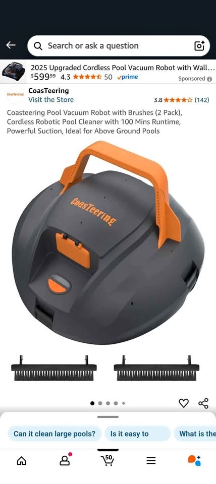 Coasteering Pool Vacuum Robot