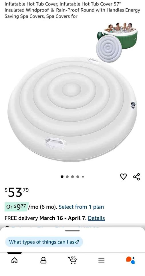 Inflatable Hot Tub Cover 57'' Insulated Round
