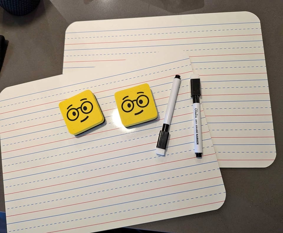 2 Small Dry Erase Boards (9"x12") with Markers & Erasers